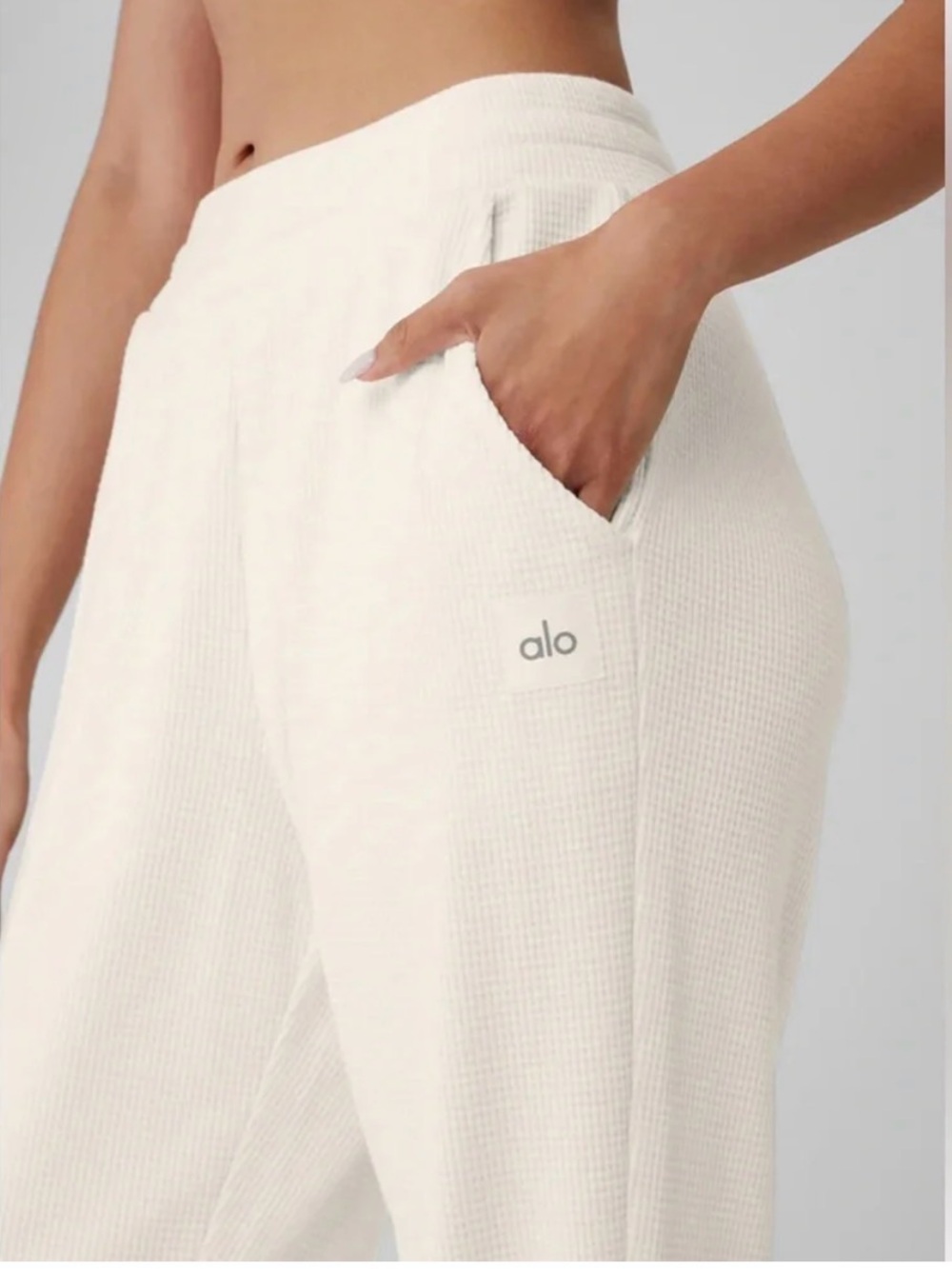 ALO Yoga Cream Waffle Knit Joggers